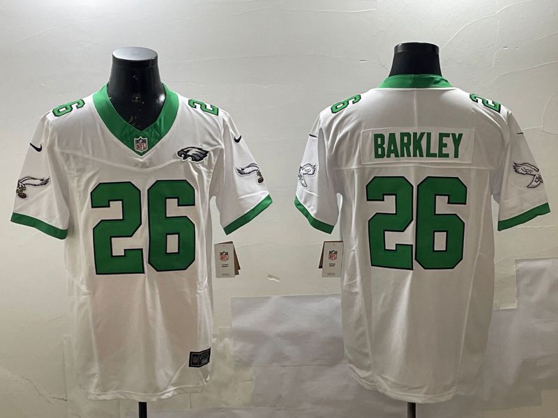 Men Philadelphia Eagles #26 Barkley White three generations Throwback 2025 Nike Vapor Limited NFL Jersey style 4->philadelphia eagles->NFL Jersey